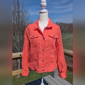 100% Linen Jacket Brand New With Tags Coral Size XL by Jones New York